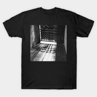 Gate Door Inside Church - Black and White T-Shirt